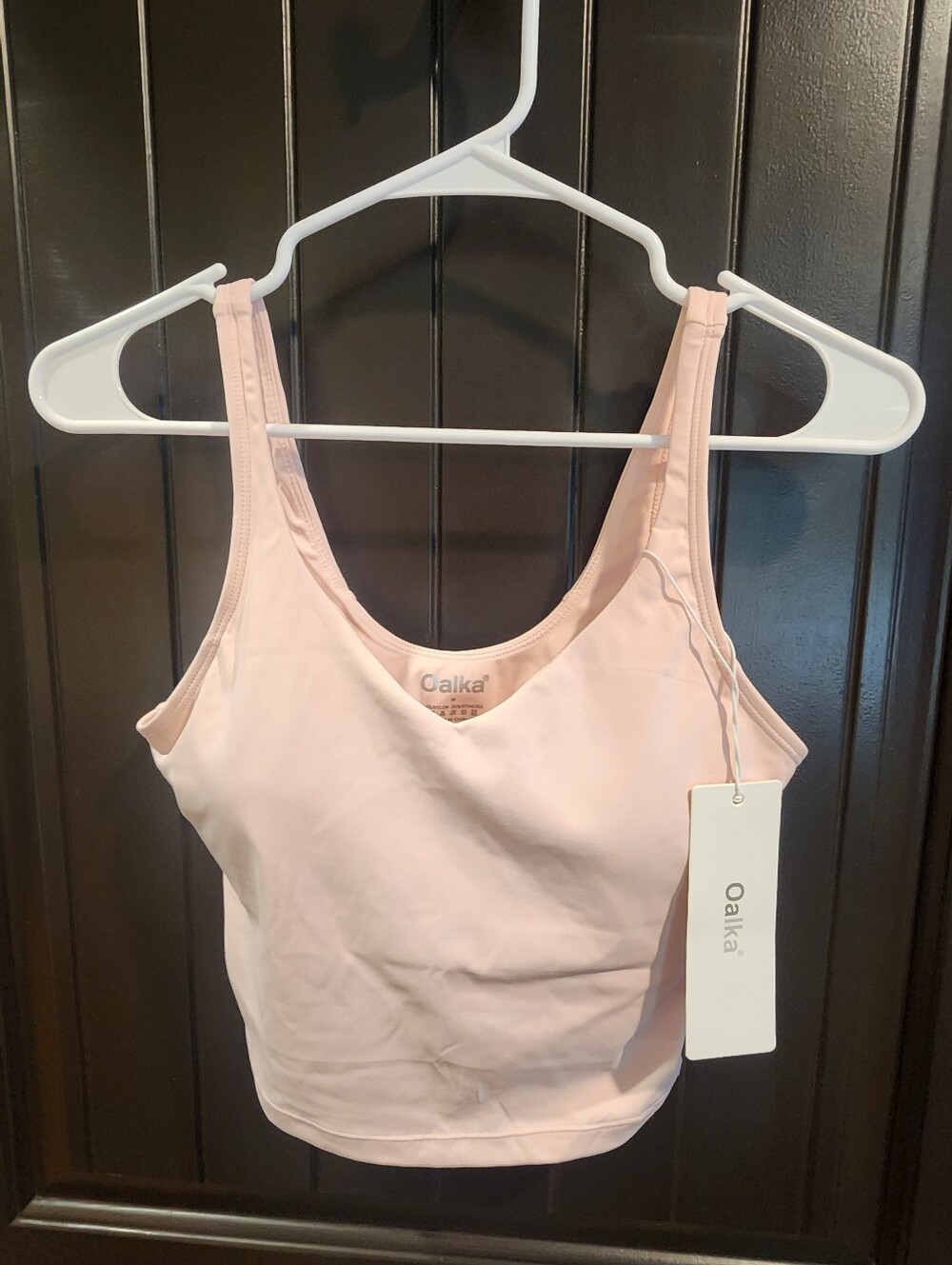 NWT Oalka Light Pink Cropped Work Out Bra/Tank Top, Size M